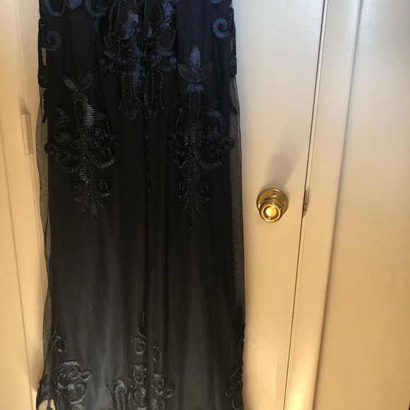 Navy blue embroidered gown - Picture 2 of 7